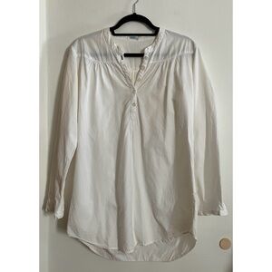 Vintage SJP Bitten White Rib Knit Cotton Tunic with Popover Placket Women’s XS